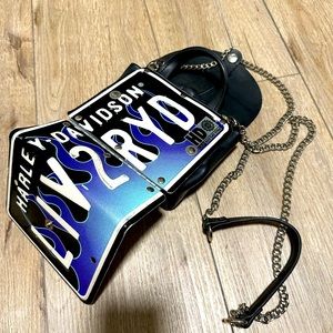 Harley-Davidson littleEarth recycled license plate tire rubber purse Y2k chain